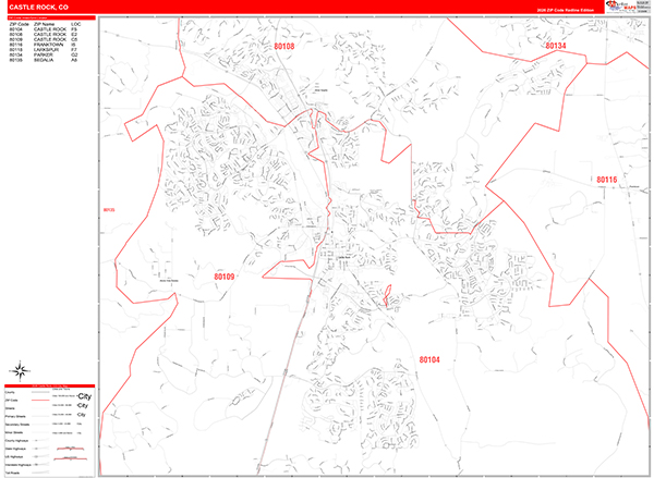 Castle Rock Zip Code Wall Map